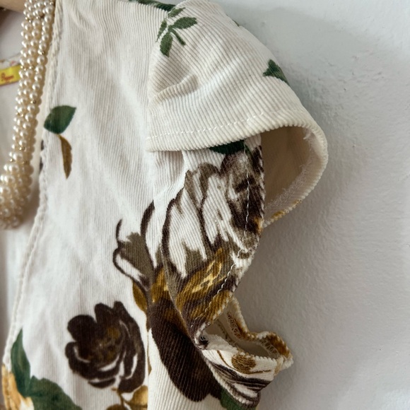 EUC Salt & Pepper S Corduroy topper autumn roses tulip sleeve shrug cap sleeve - Picture 4 of 14